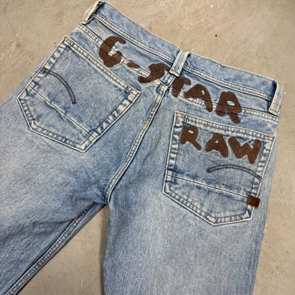 G-Star RAW Denim Jeans Embroidered Logo Blue Cotton Stretch 32x29 - Picture 2 of 11